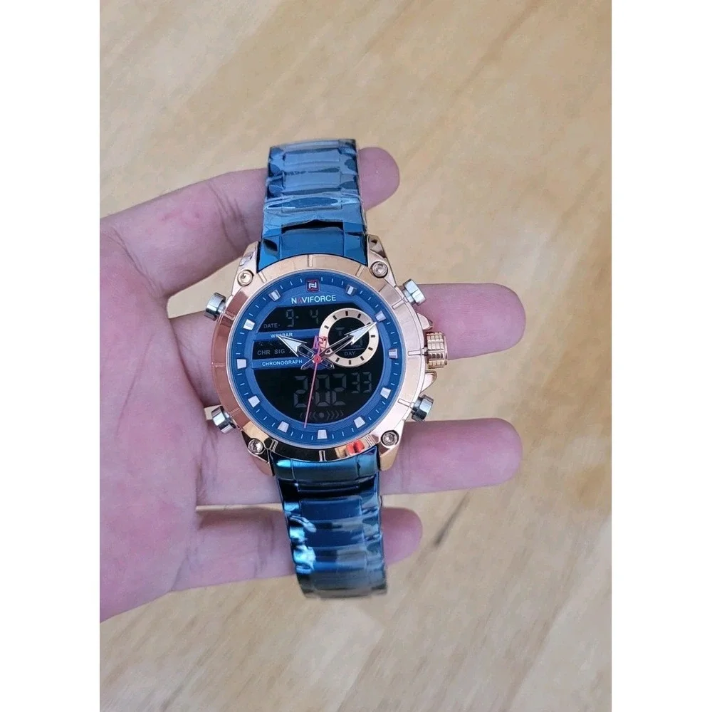 Naviforce Dual Display Watch in Stainless Steel For Men‎